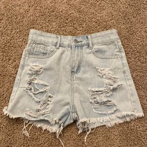 high waisted boyfriend light wash jeans shorts from local boutique (size small)